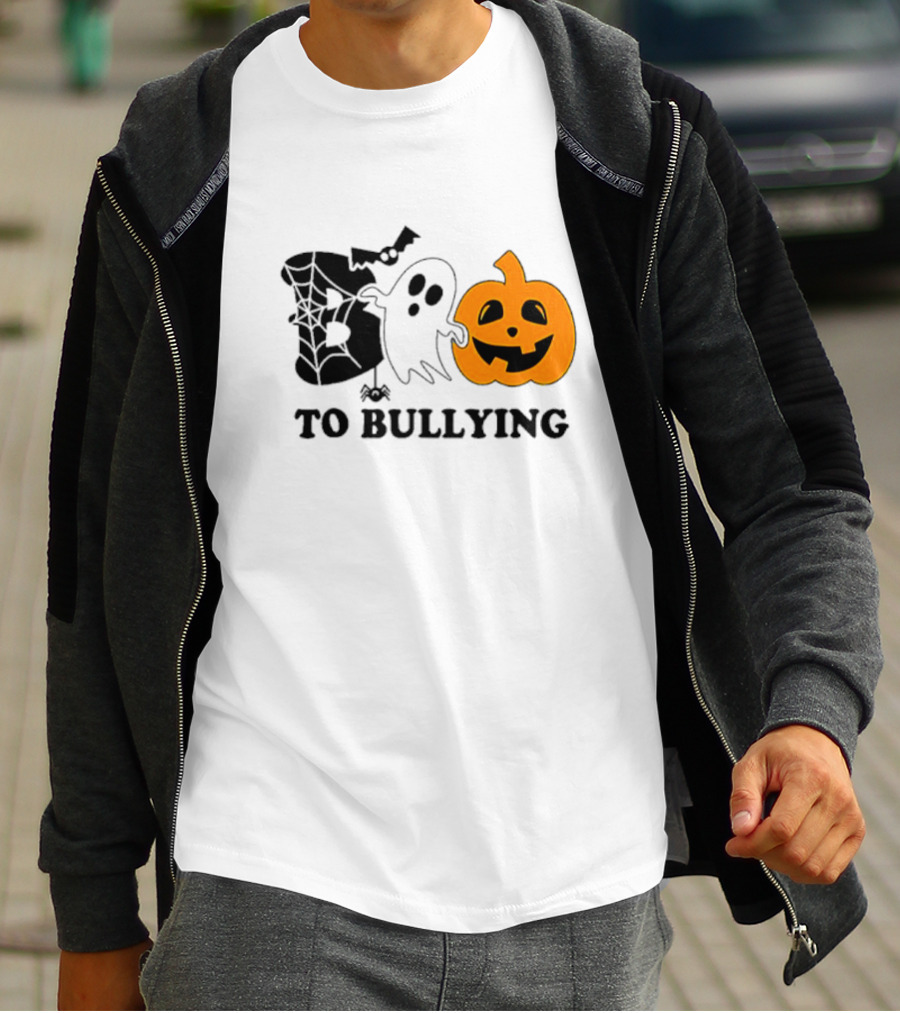 Boo To Bullying Orange Anti Bullying Unity Day Halloween Ghost Pumpkin T-Shirt