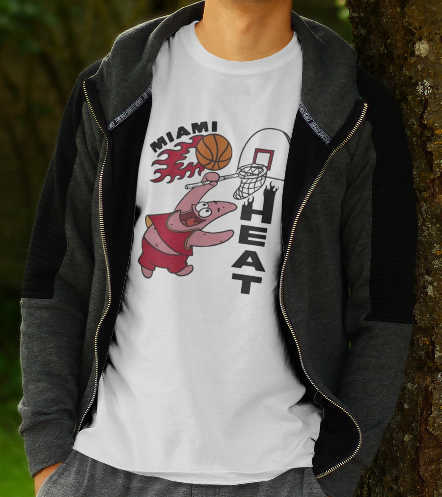 Miami Heat Homage Patrick Star Basketball Dunking Fun T-Shirt