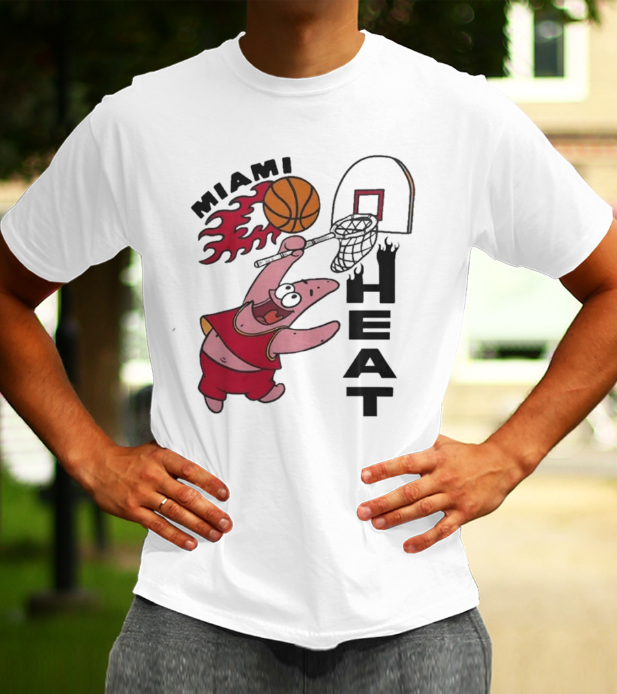 Miami Heat Homage Patrick Star Basketball Dunking Fun T-Shirt