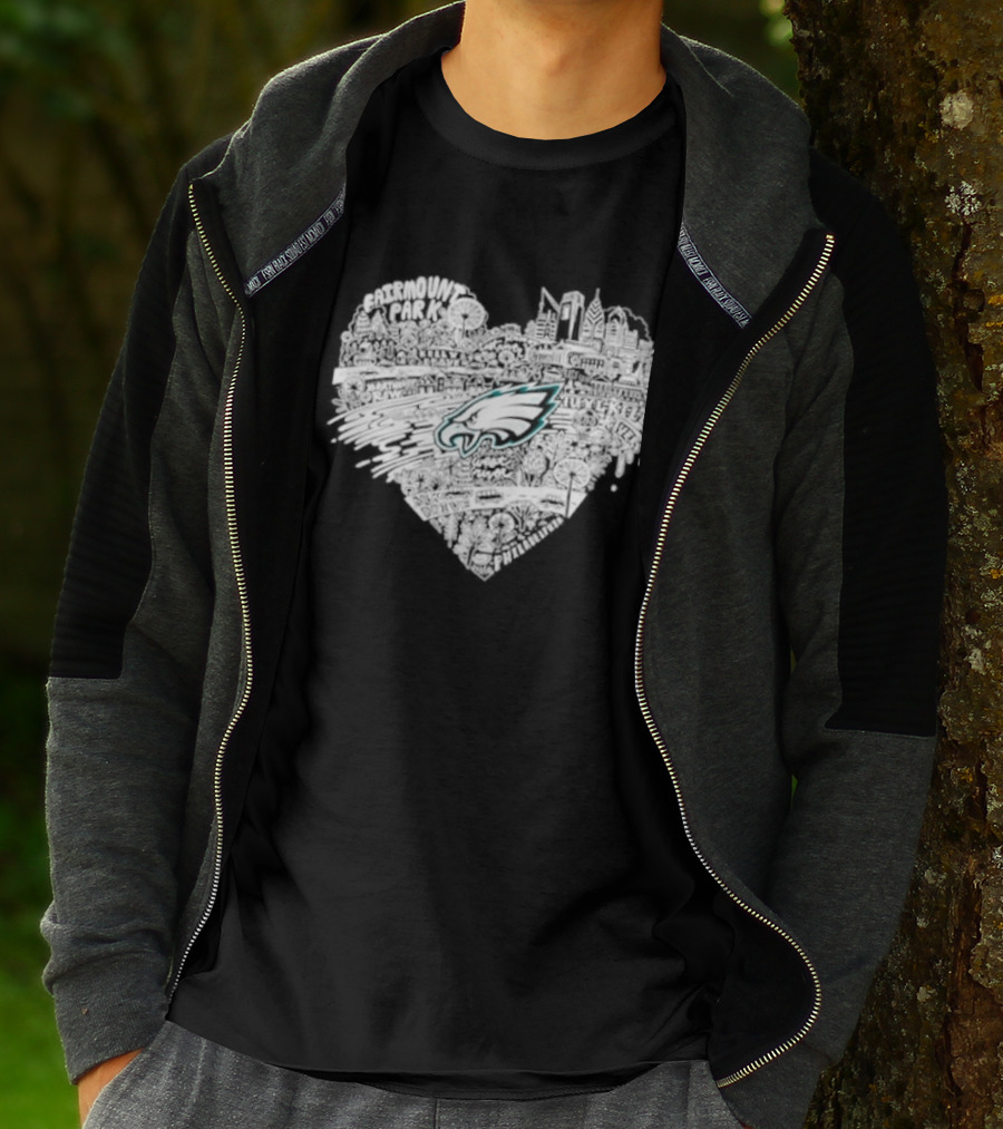 Philadelphia Eagles Fairmount Park West River Heart T-Shirt