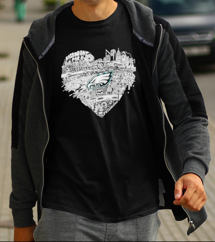 Philadelphia Eagles Fairmount Park West River Heart T-Shirt