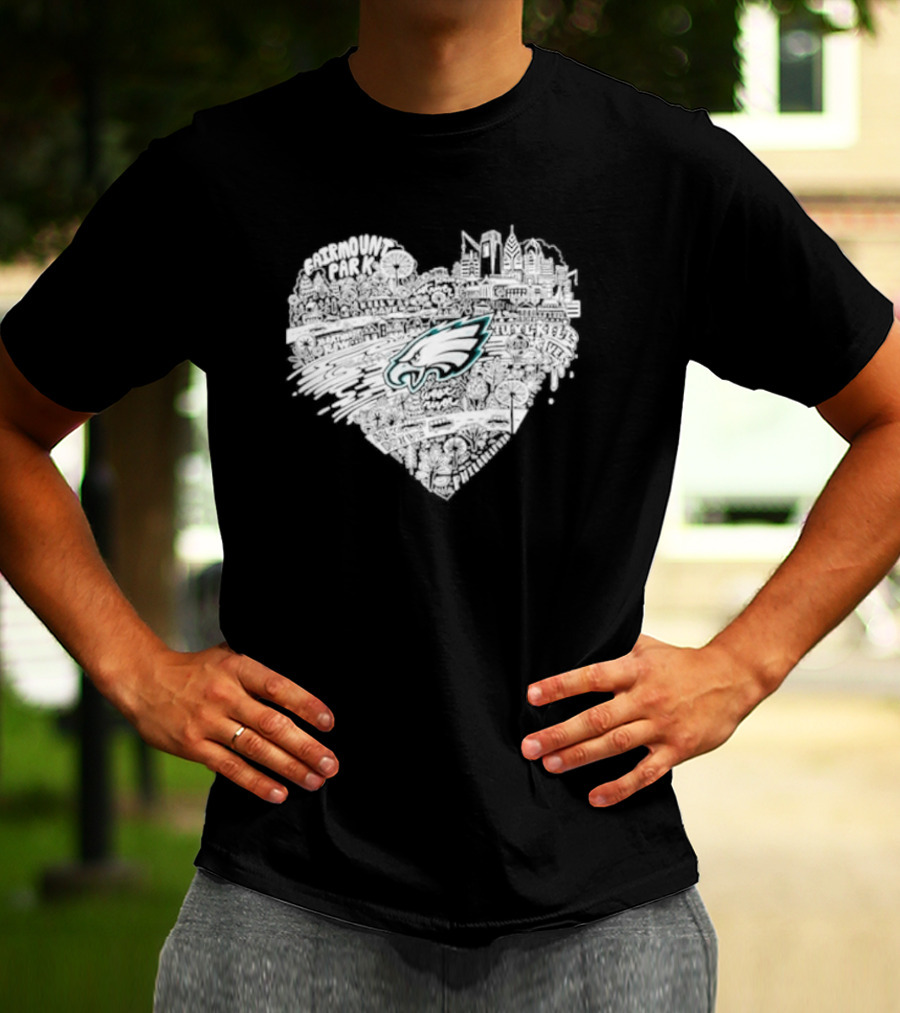 Philadelphia Eagles Fairmount Park West River Heart T-Shirt