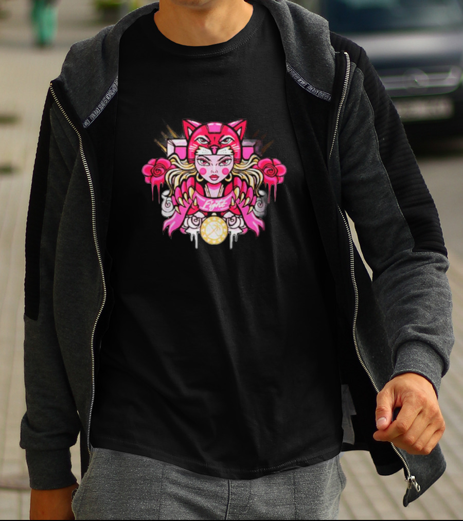 Florida Pink In The Rink Elite Hockey Anime Cat Rose Motif T-Shirt