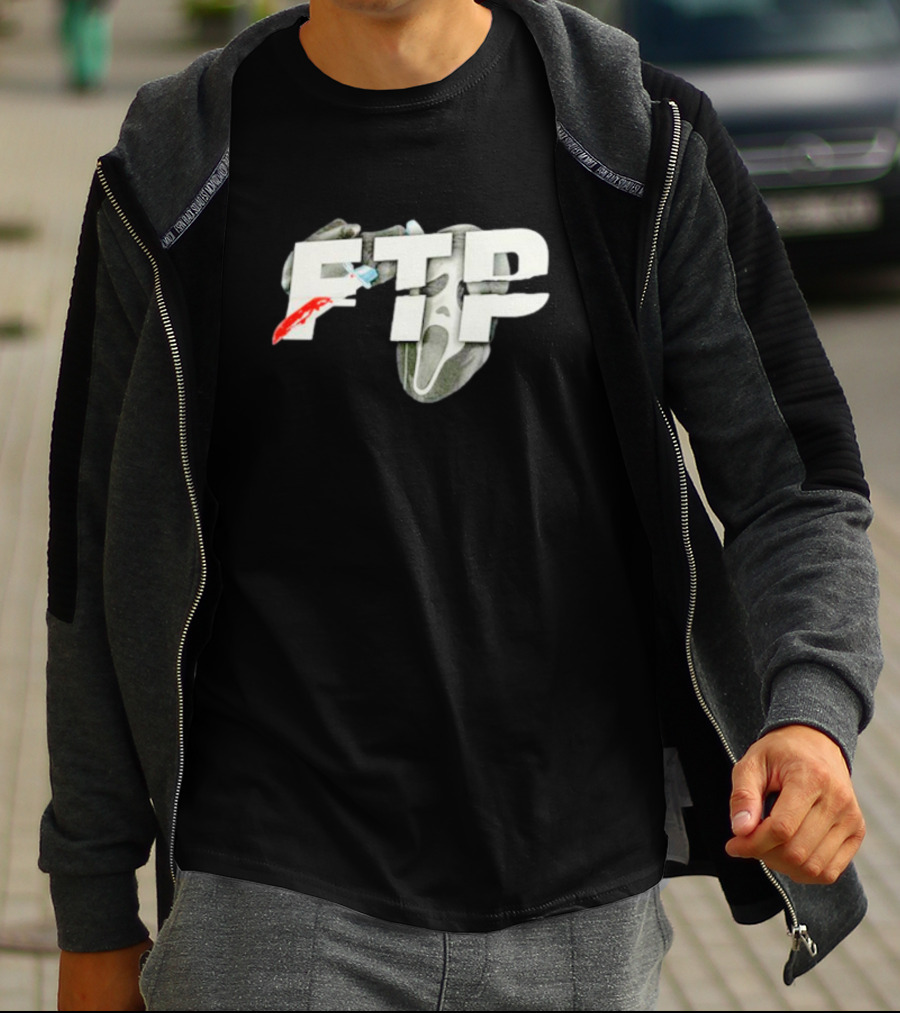 FTP Ghost Halloween Scream Mask Red Knife T-Shirt