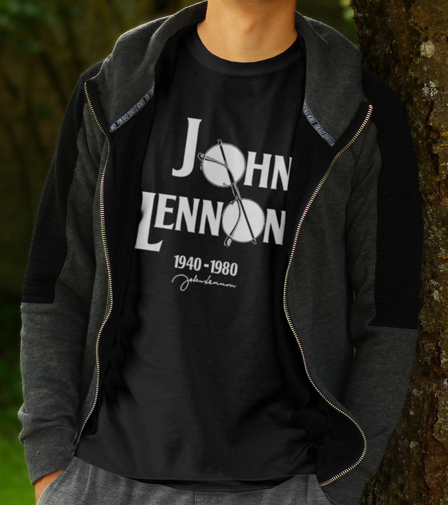 John Lennon 1940-1980 Peace Symbol Signature T-Shirt