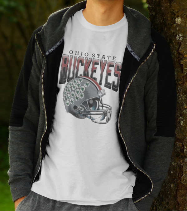 Ohio State Buckeyes Helmet With Leaf Stickers T-Shirt