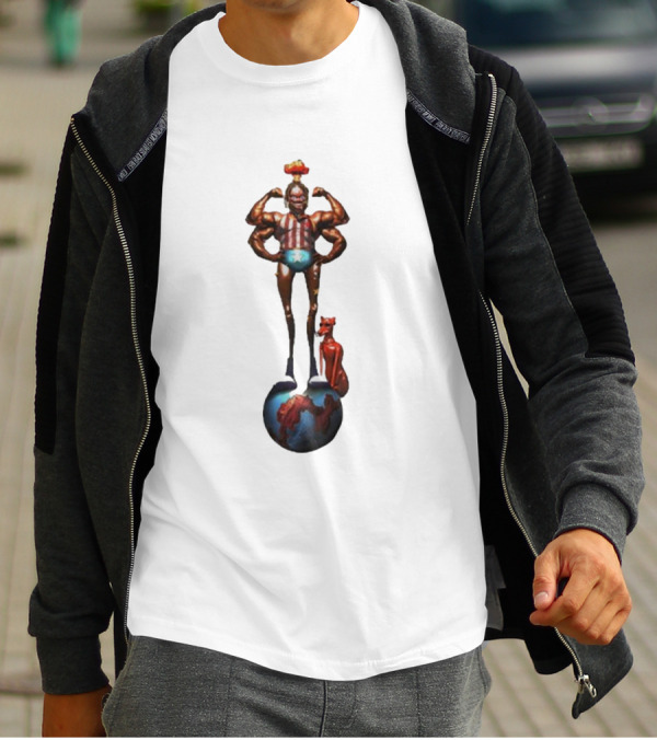 Travis Scott Circus Maximus Strongman And Feline On Globe T-Shirt
