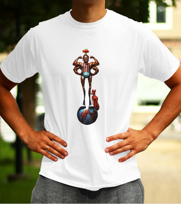 Travis Scott Circus Maximus Strongman And Feline On Globe T-Shirt