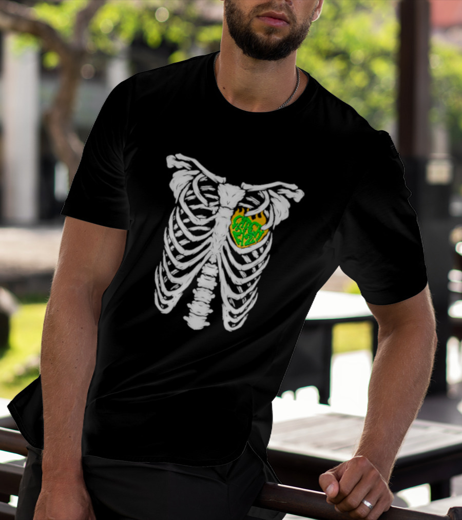 Catch 2 2 Never Die Skeleton Ribcage Flame T-Shirt
