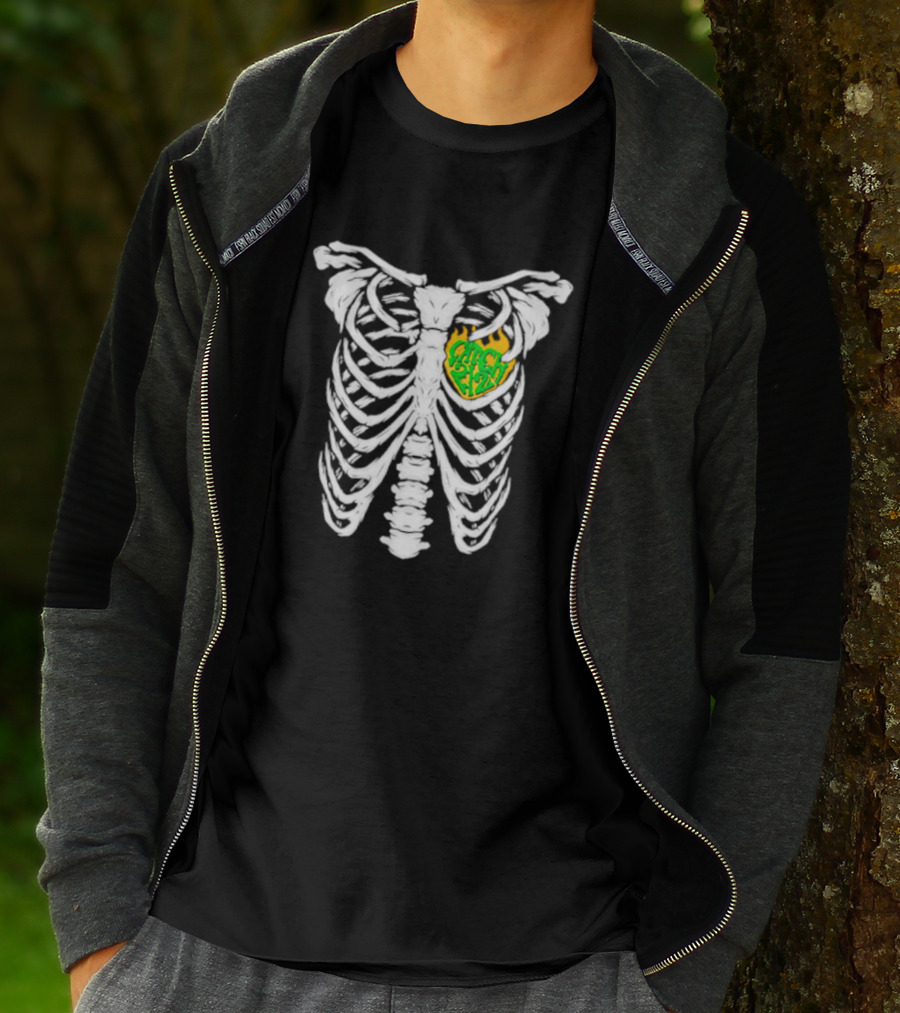 Catch 2 2 Never Die Skeleton Ribcage Flame T-Shirt