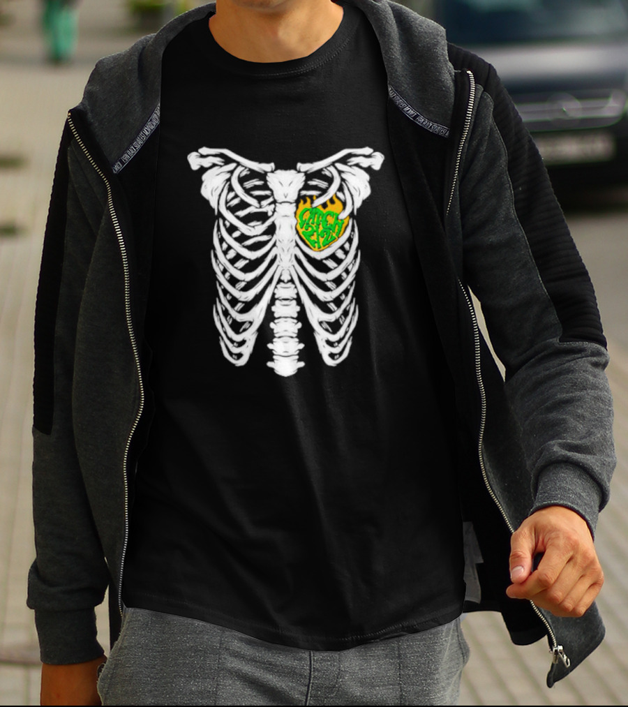 Catch 2 2 Never Die Skeleton Ribcage Flame T-Shirt