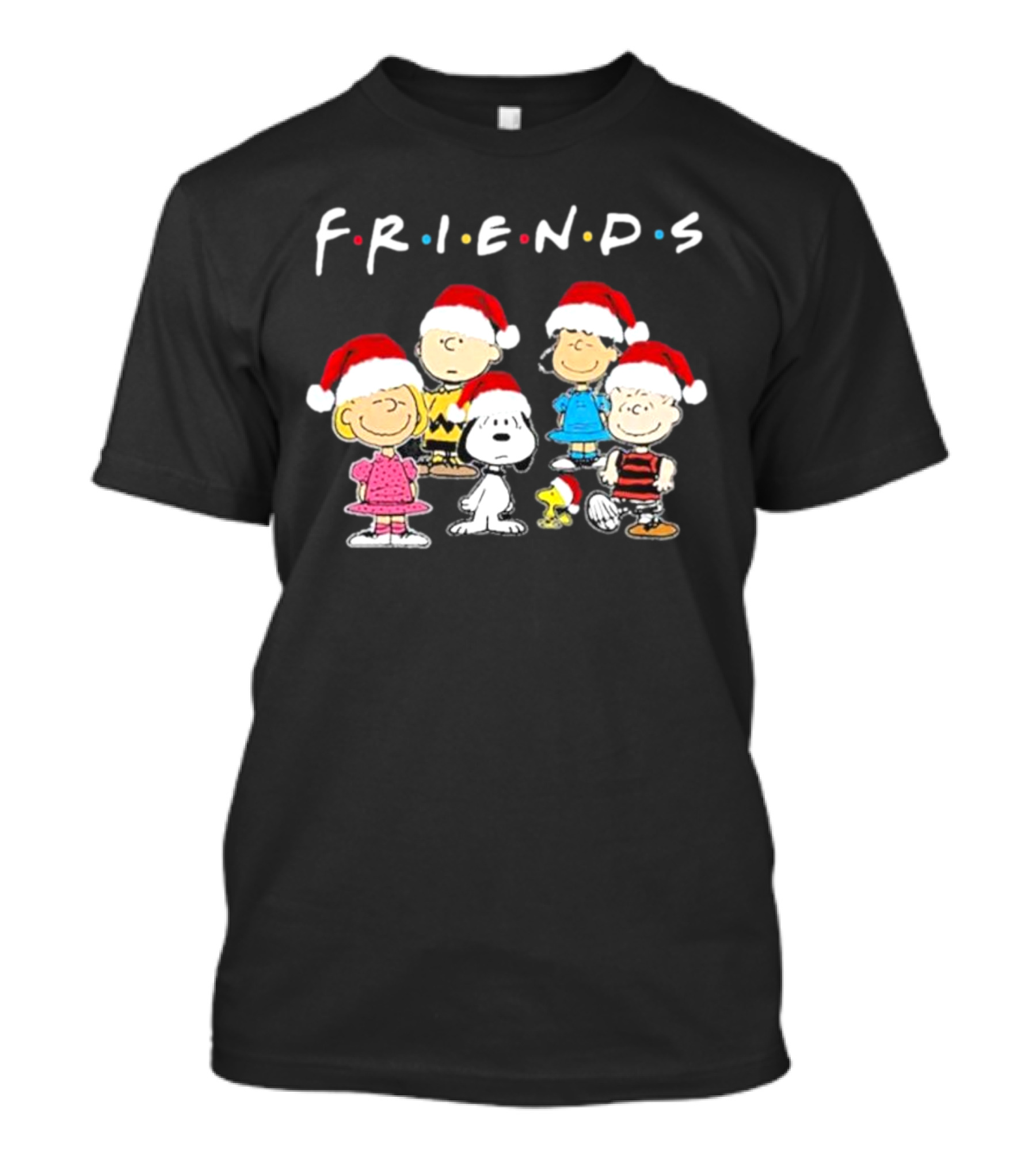 Charlie Brown Snoopy Woodstock Friends Christmas Santa Hats T-Shirt