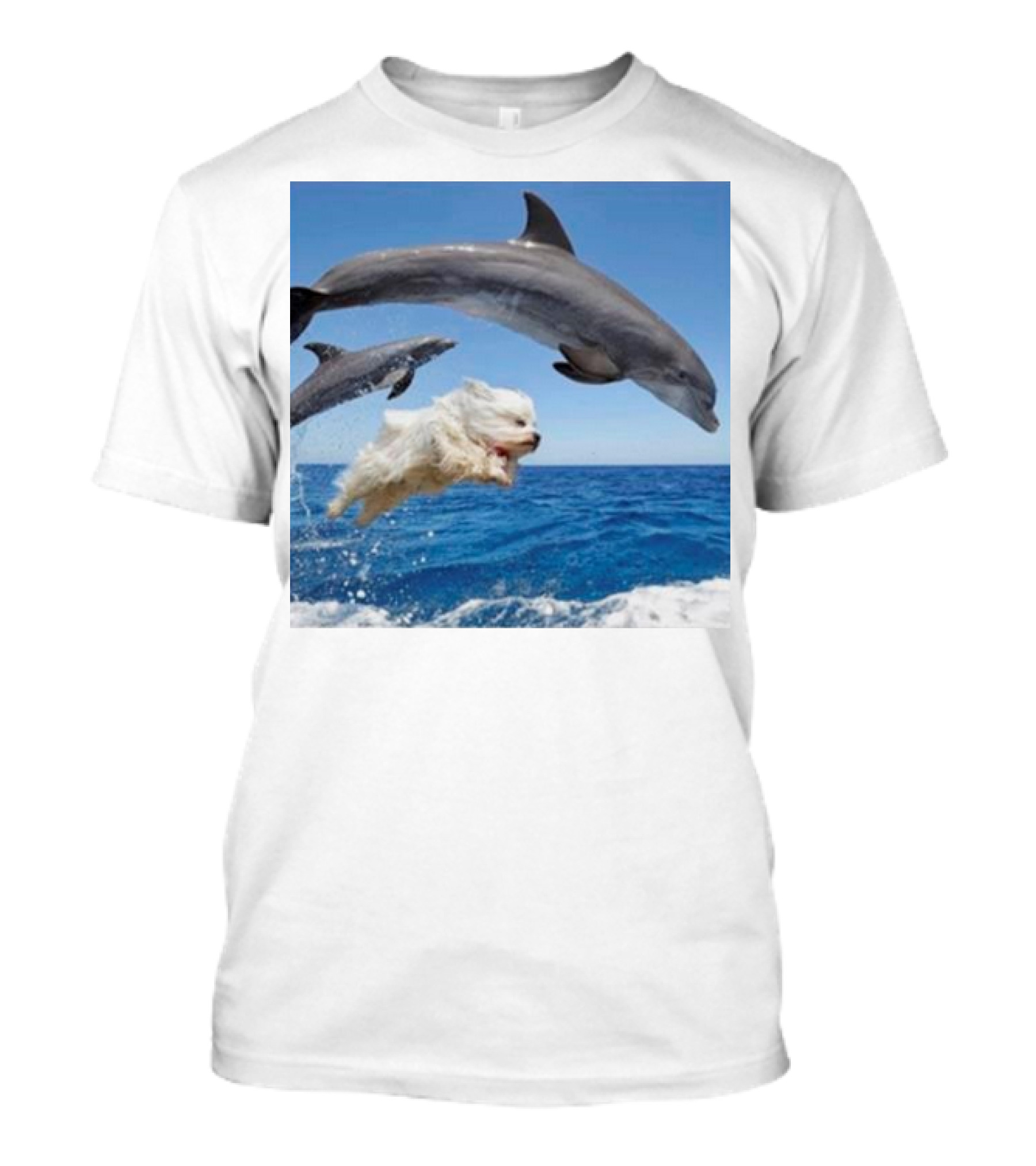 Dog Diving With Dolphins In Ocean T-Shirt
