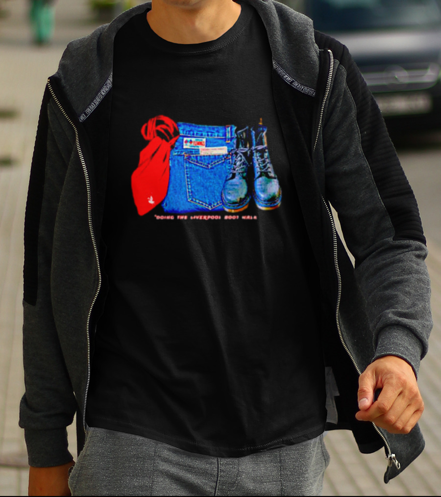 Red Scarf Denim And Boots Liverbird T-Shirt
