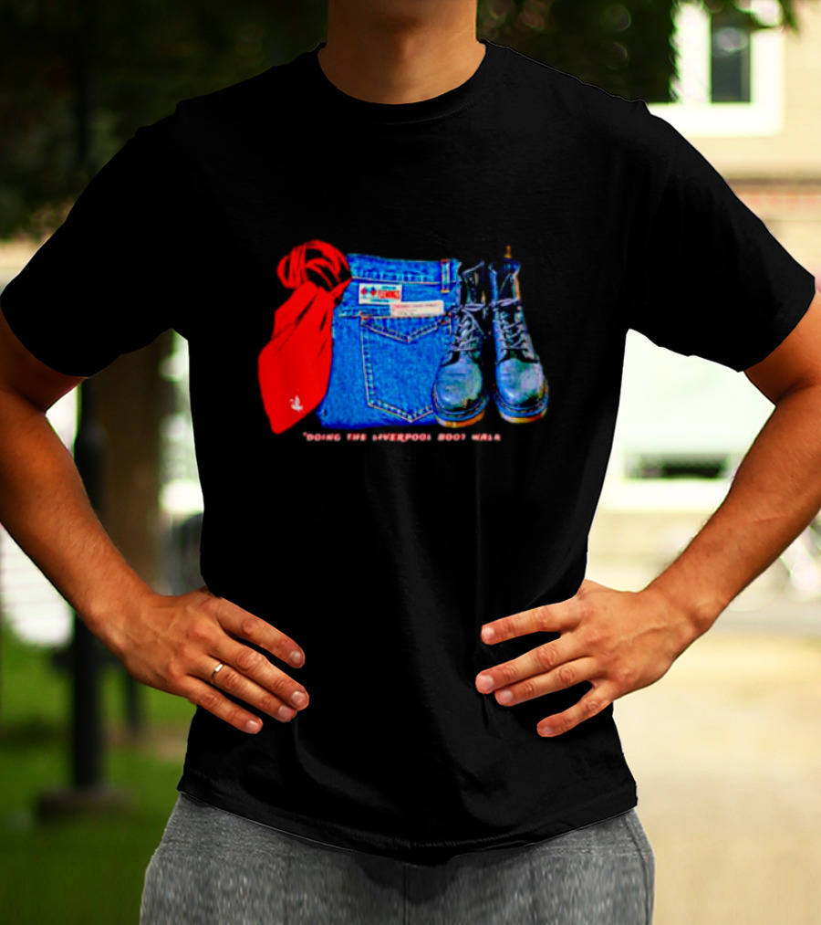 Red Scarf Denim And Boots Liverbird T-Shirt