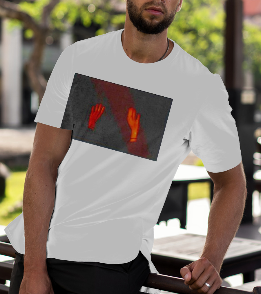 Hands To The Sky Vibrant Red Elevated Gesture T-Shirt