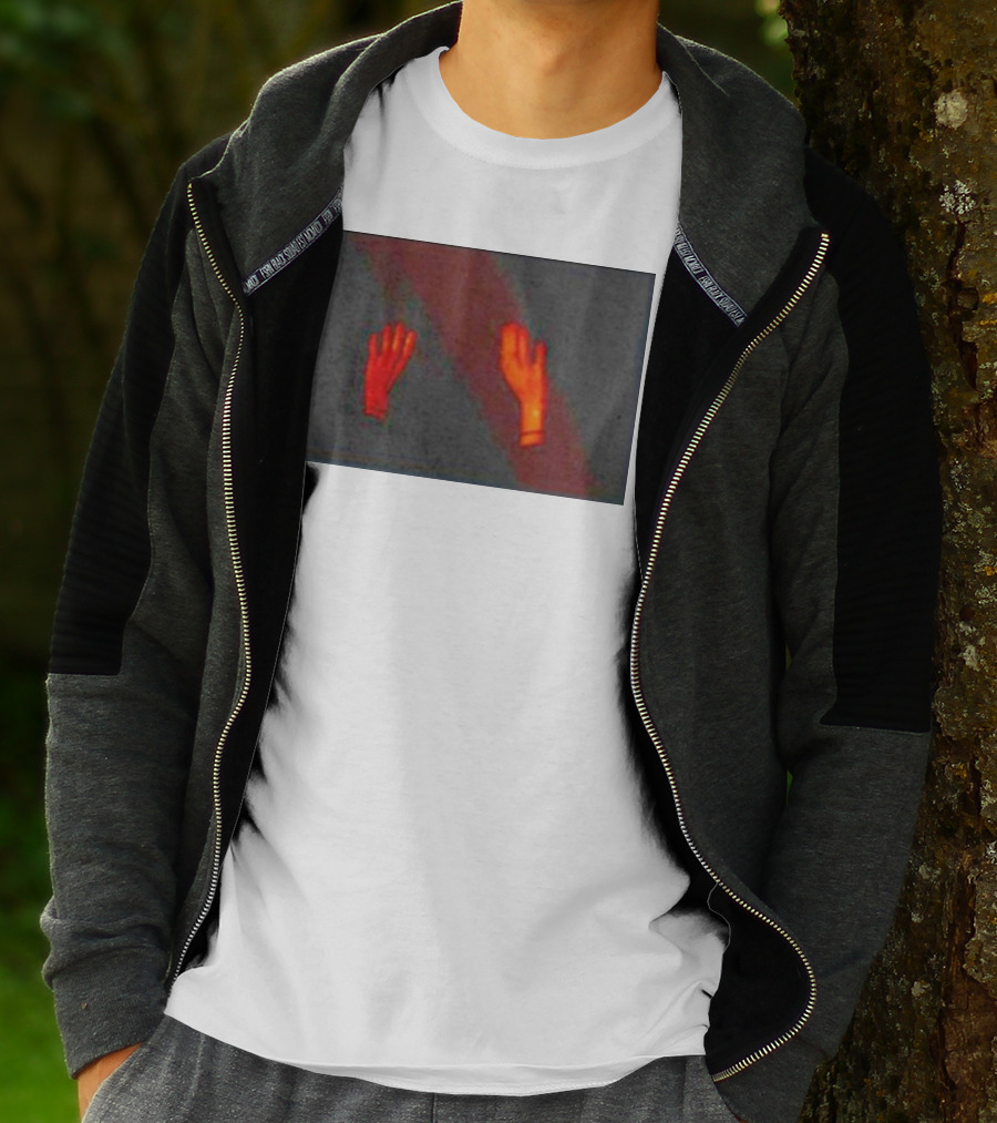 Hands To The Sky Vibrant Red Elevated Gesture T-Shirt