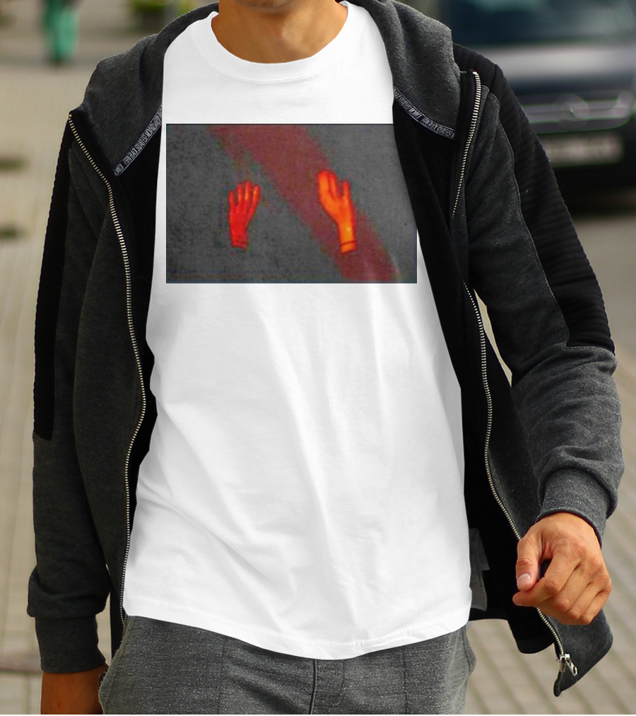 Hands To The Sky Vibrant Red Elevated Gesture T-Shirt