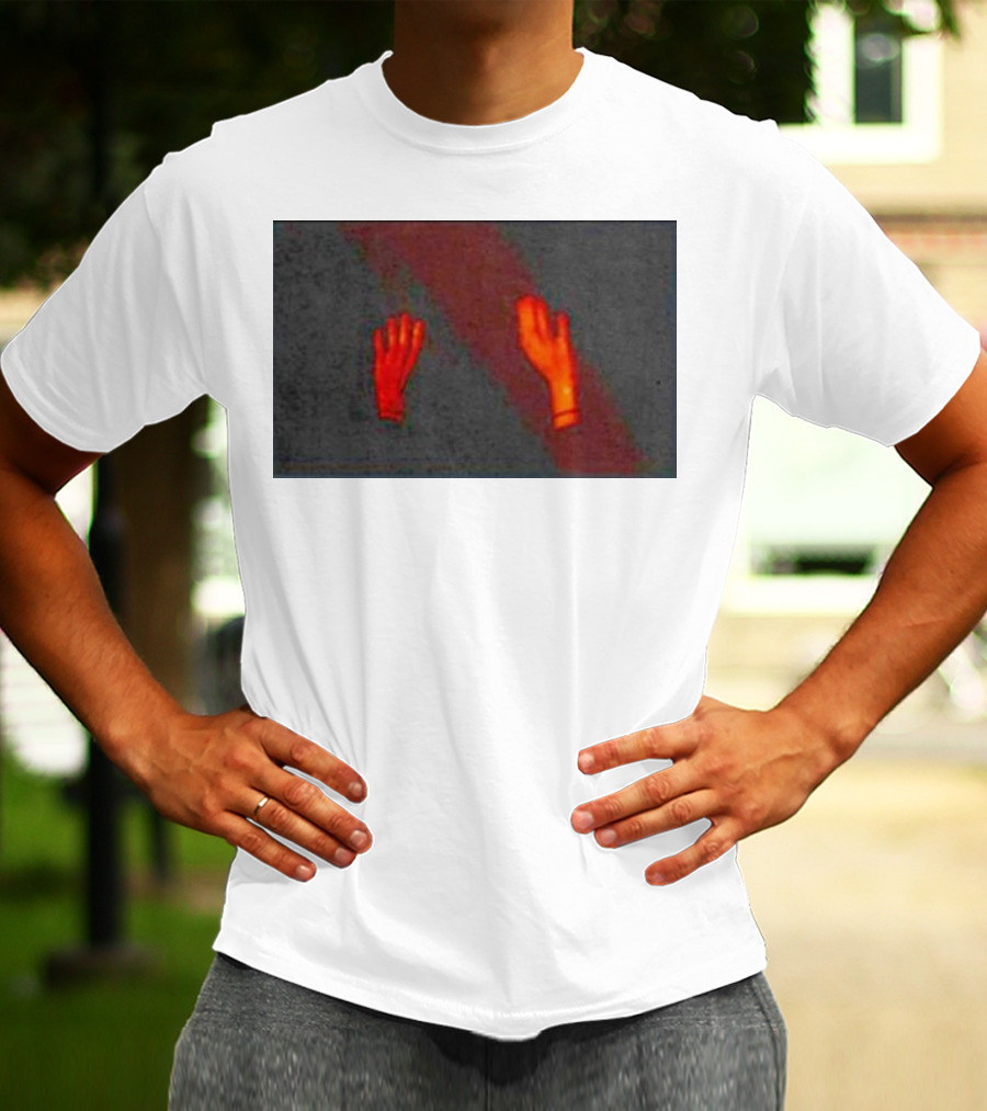 Hands To The Sky Vibrant Red Elevated Gesture T-Shirt