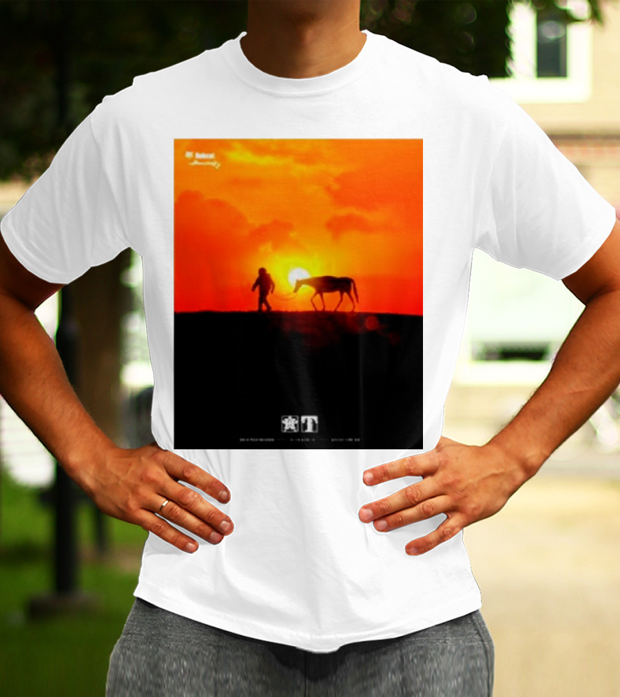 Houston Sunset Astronaut With Horse In Space City Meets Wild West T-Shirt