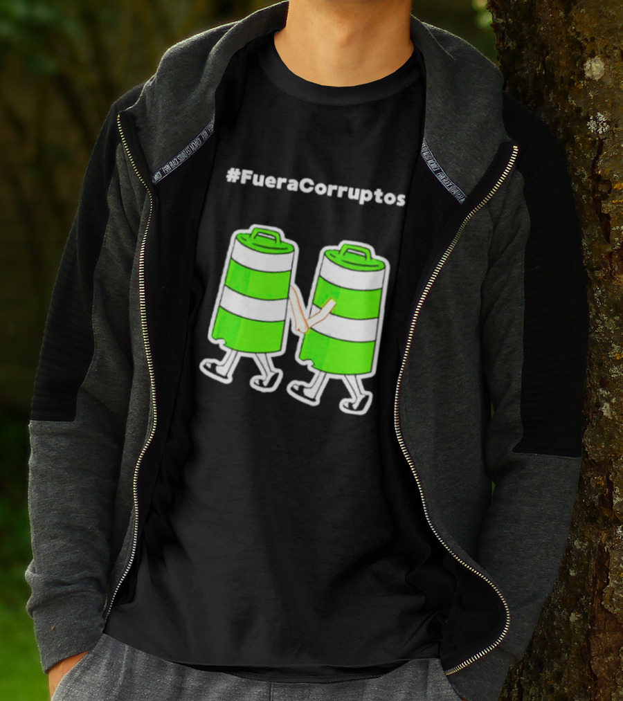 Paola Hurtado Uri Samayoa #Fueracorruptos Green Bins Handshake T-Shirt