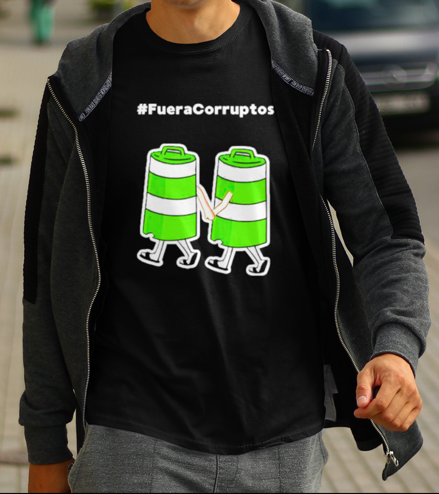 Paola Hurtado Uri Samayoa #Fueracorruptos Green Bins Handshake T-Shirt