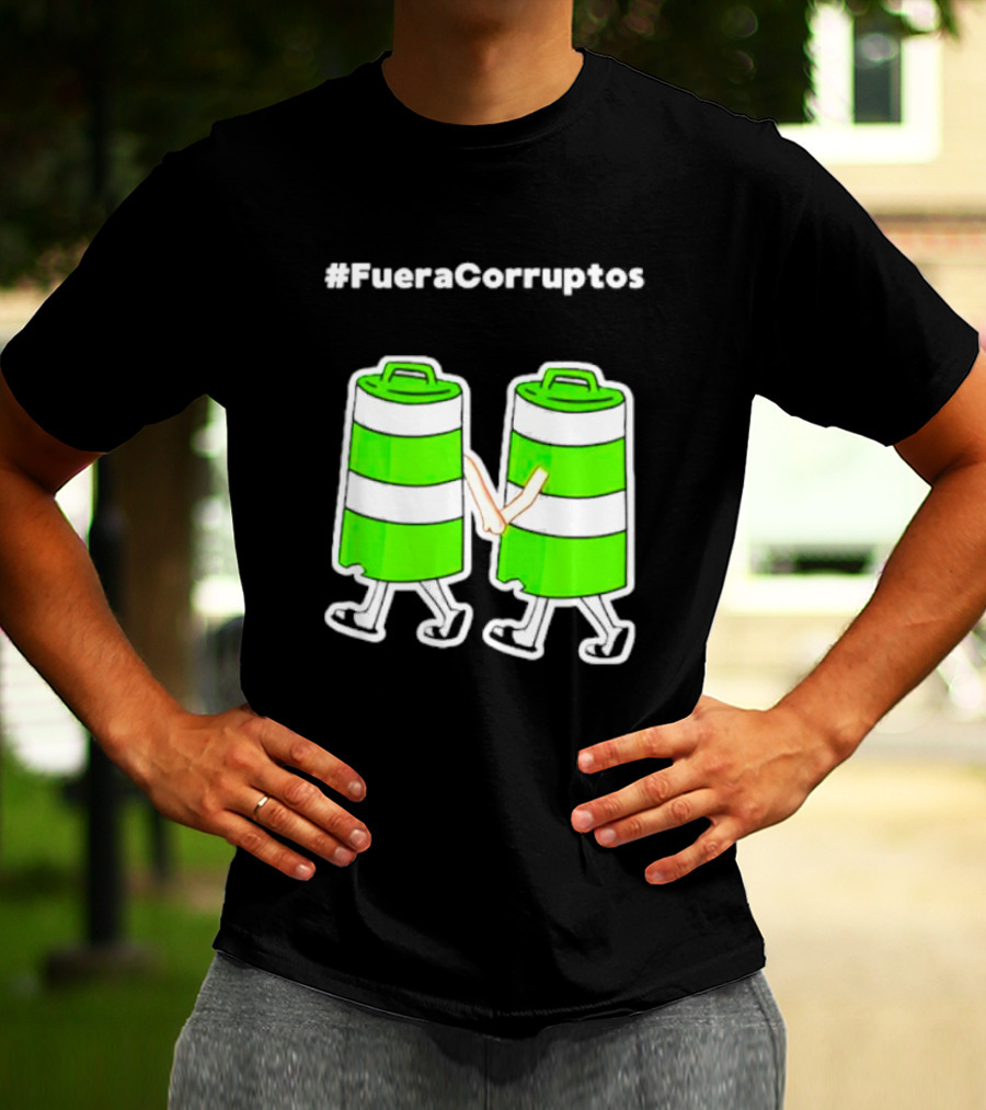 Paola Hurtado Uri Samayoa #Fueracorruptos Green Bins Handshake T-Shirt