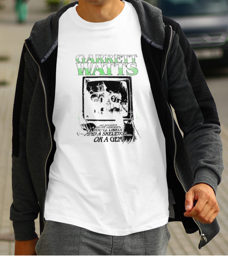 Garrett Watts Haunted Ghosts Skeleton Gem TV House Image T-Shirt