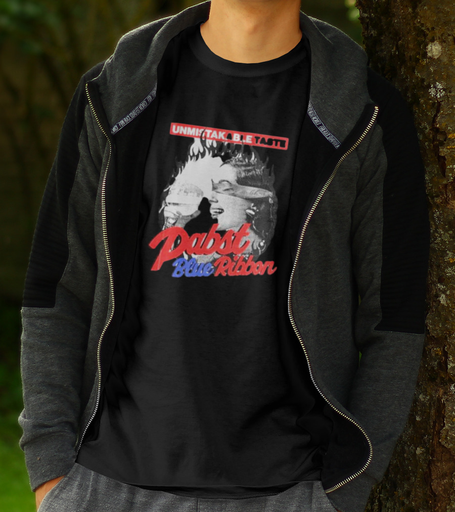 Unmistakable Taste Pabst Blue Ribbon Fiery T-Shirt