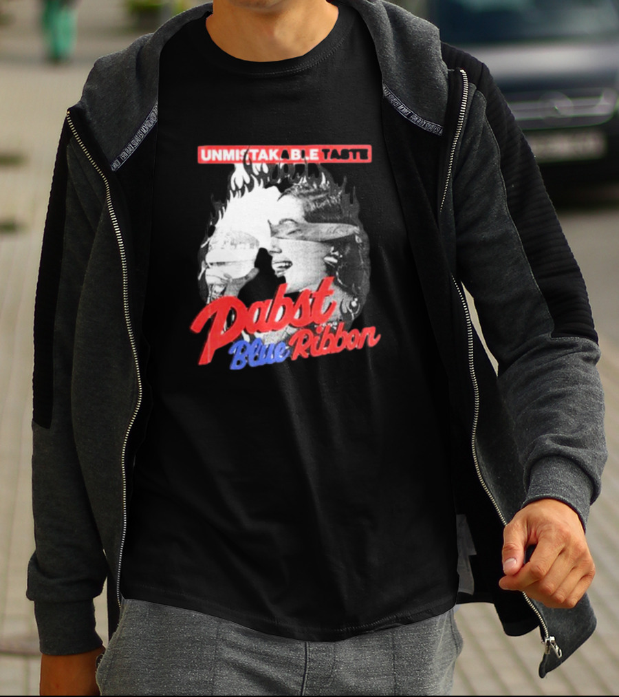Unmistakable Taste Pabst Blue Ribbon Fiery T-Shirt