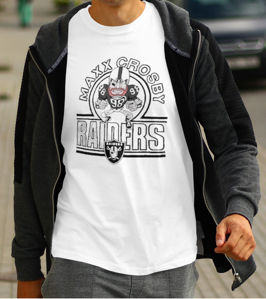 Maxx Crosby Raiders Caricature Homage Tri-Blend T-Shirt