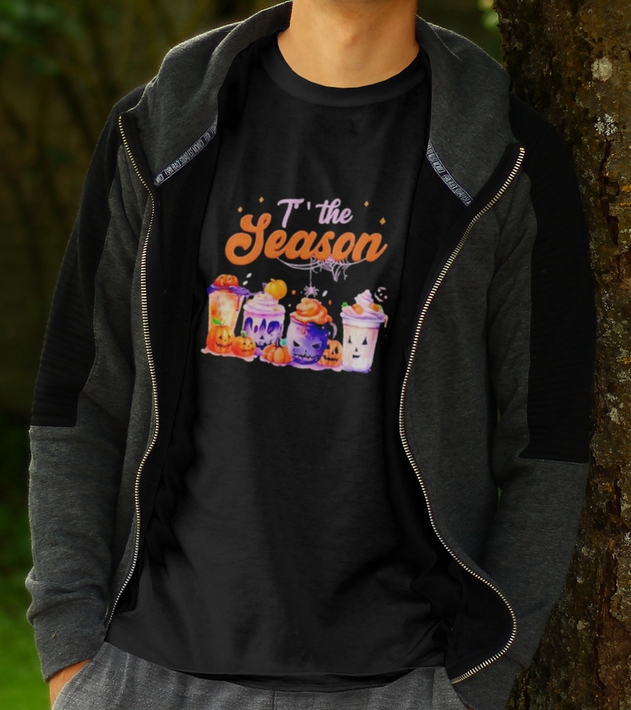 Sandjest Halloween Tis The Season Pumpkin Drinks T-Shirt
