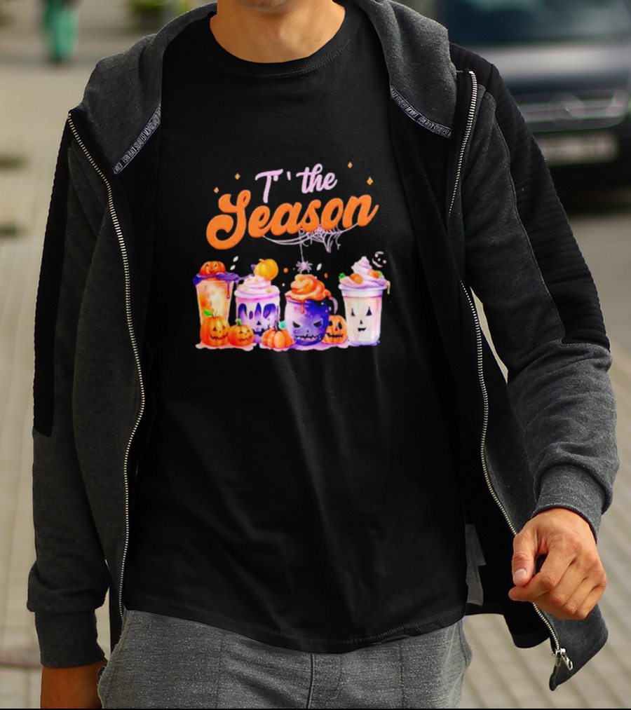 Sandjest Halloween Tis The Season Pumpkin Drinks T-Shirt