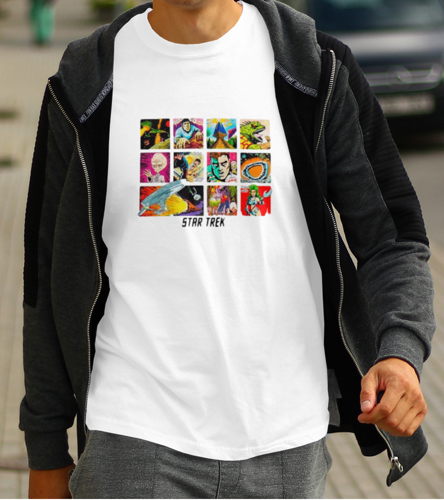 Star Trek Comic Book Classic Illustrated Scenes And Characters T-Shirt