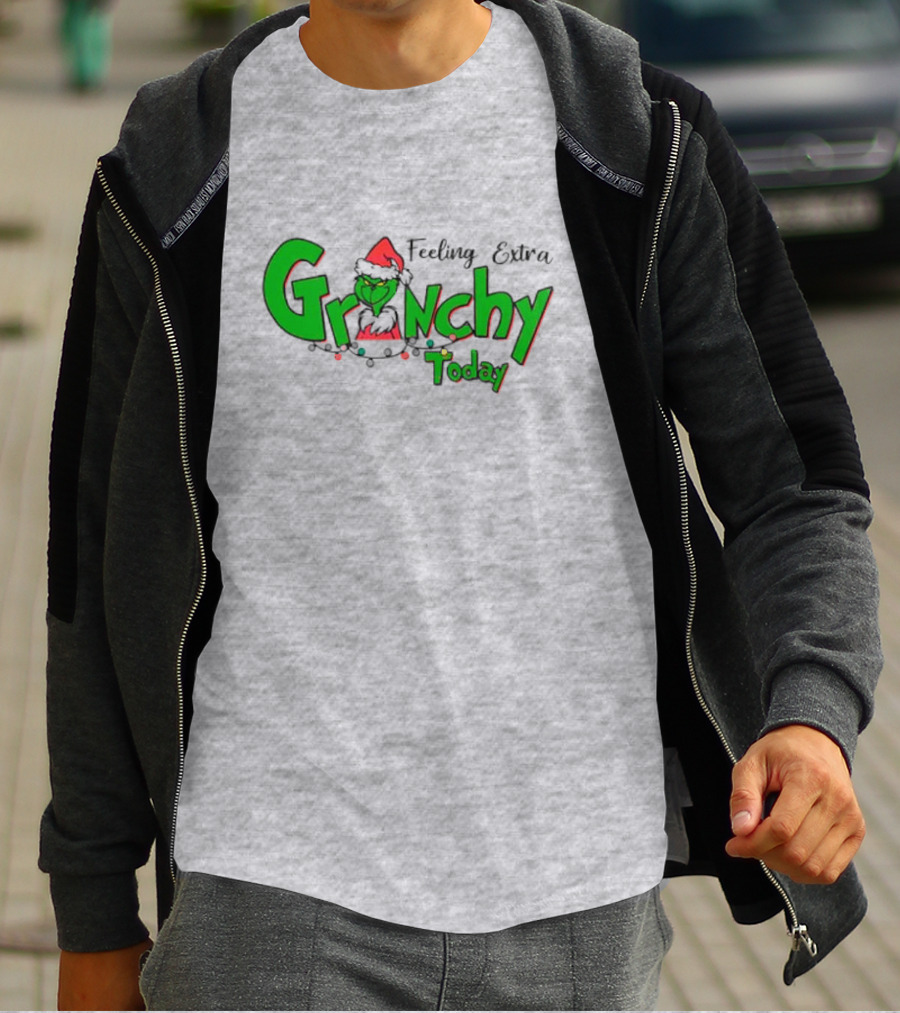 Feeling Extra Grinchy Today Christmas Grinch Santa Hat T-Shirt