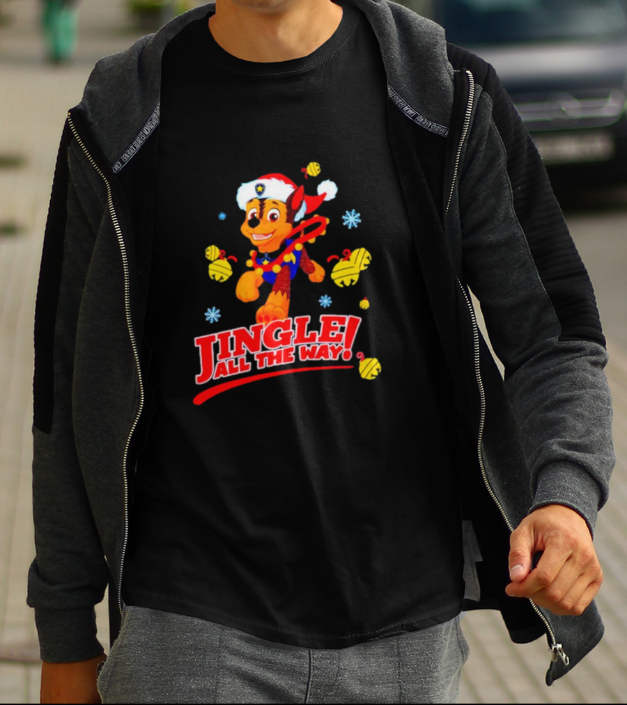 Paw Patrol Chase Jingle All The Way Christmas Boys T-Shirt