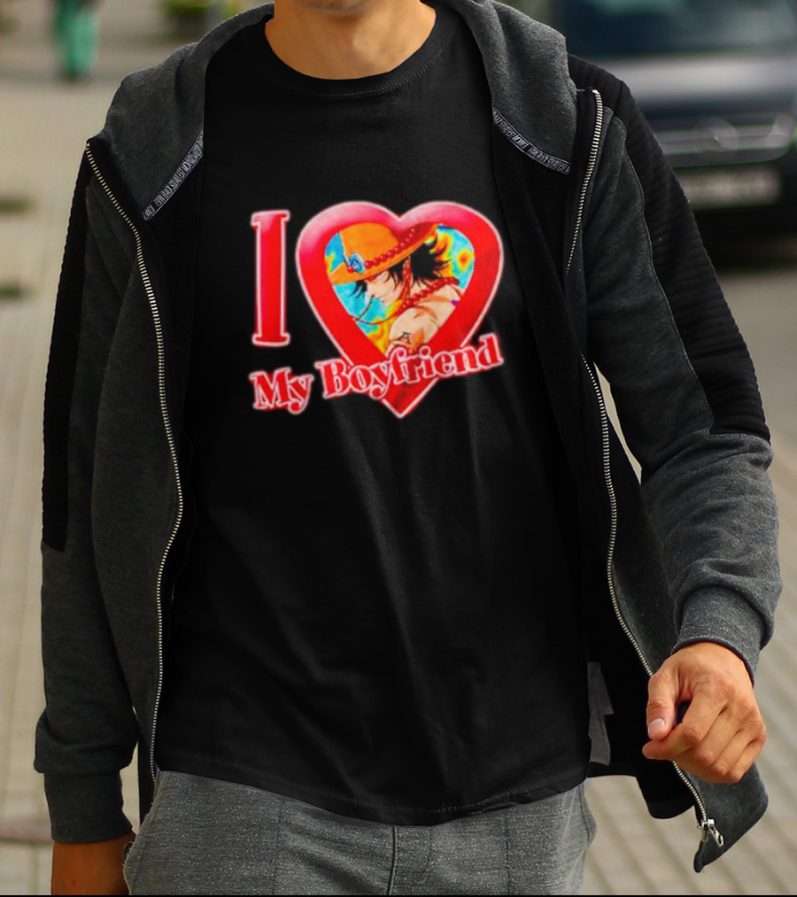 Portgas D Ace I Love My Boyfriend One Piece Heart T-Shirt