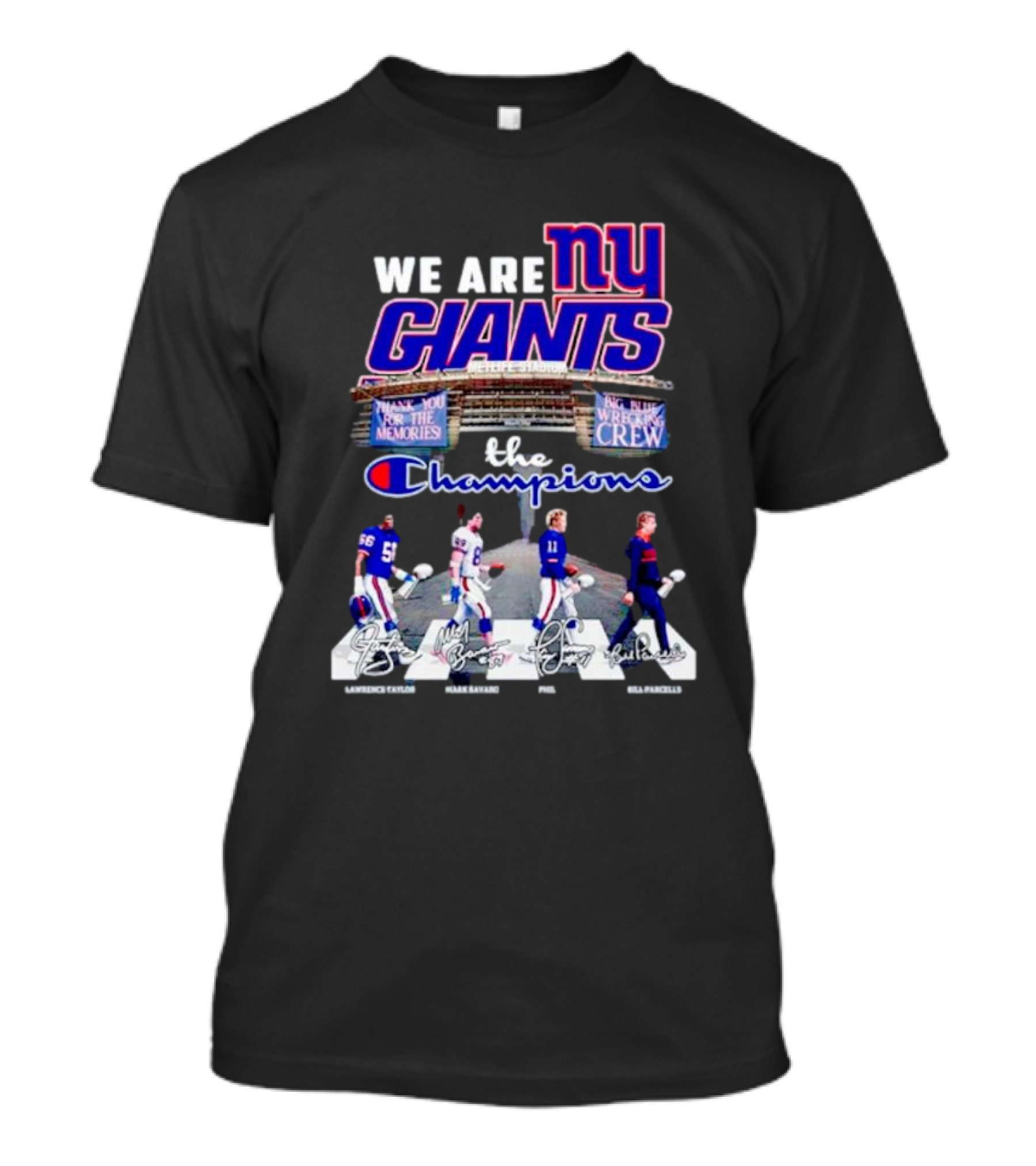 We Are NY Giants The Champions Abbey Road Lawrence Taylor Frank Gifford Phil Simms Bill Parcells T-Shirt