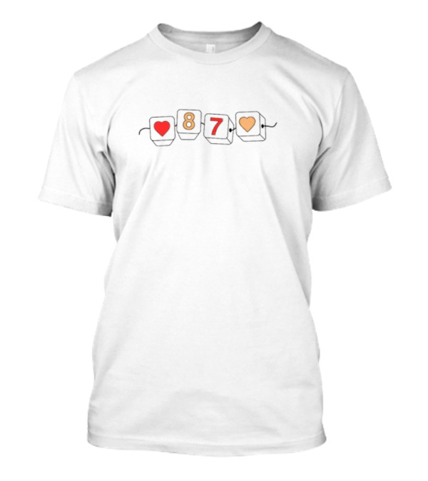 87 Pixel Heart Friendship Bracelet Retro T-Shirt