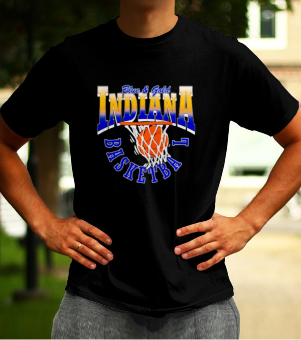 Blue And Gold Indiana Basketball 90’s Retro Style Hoops T-Shirt