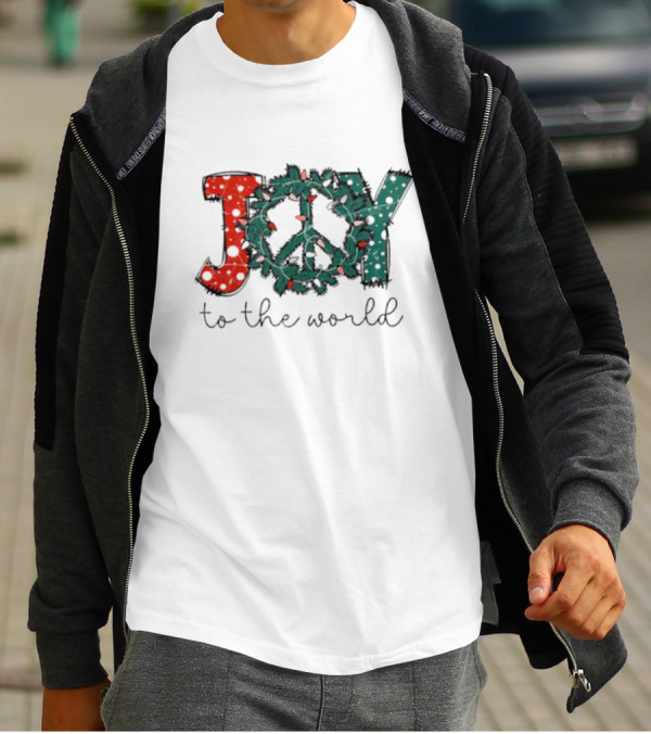 Joy To The World Christmas Wreath Peace T-Shirt