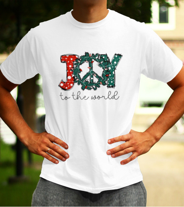 Joy To The World Christmas Wreath Peace T-Shirt