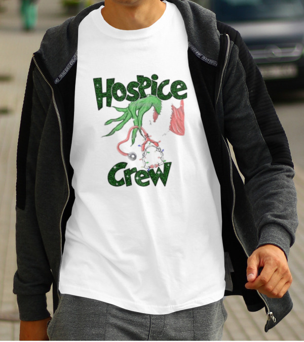 Hospice Crew Grinch Hand Christmas Lights T-Shirt