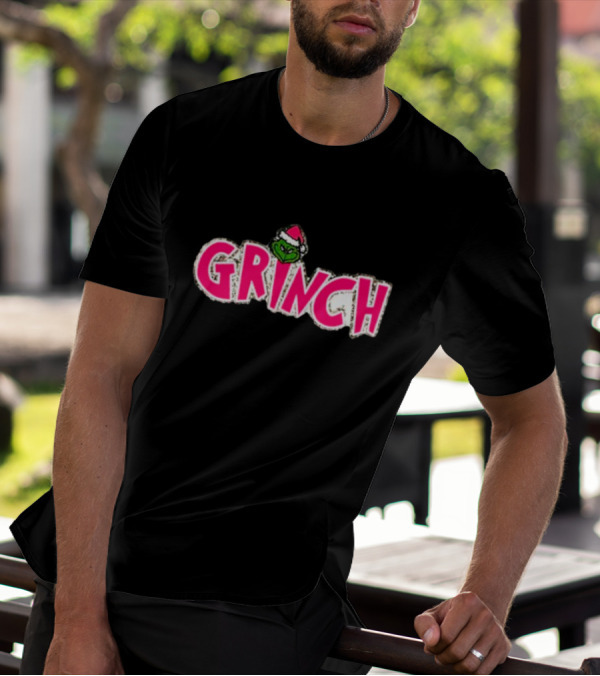 Grinch Santa Hat Pink T-Shirt