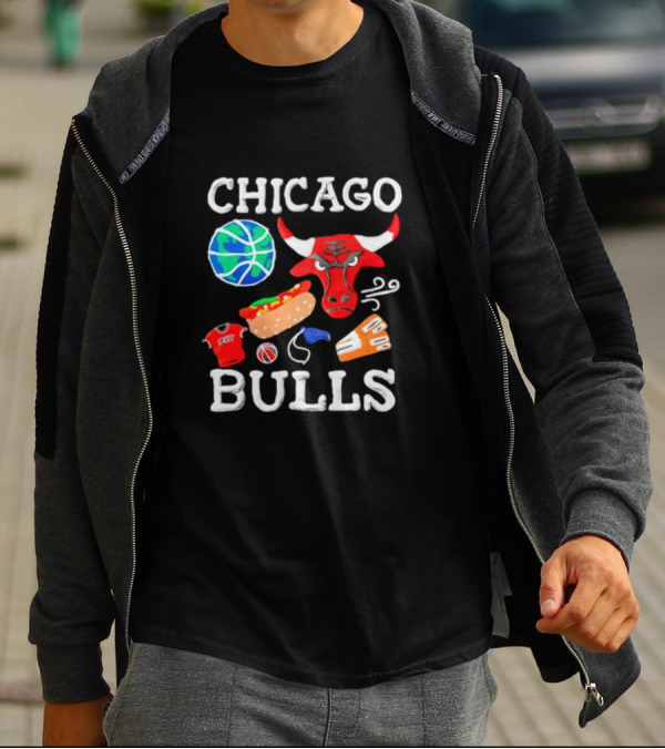 Chicago Bulls NBA Claymation Hot Dog Basketball Jersey Sneaker T-Shirt