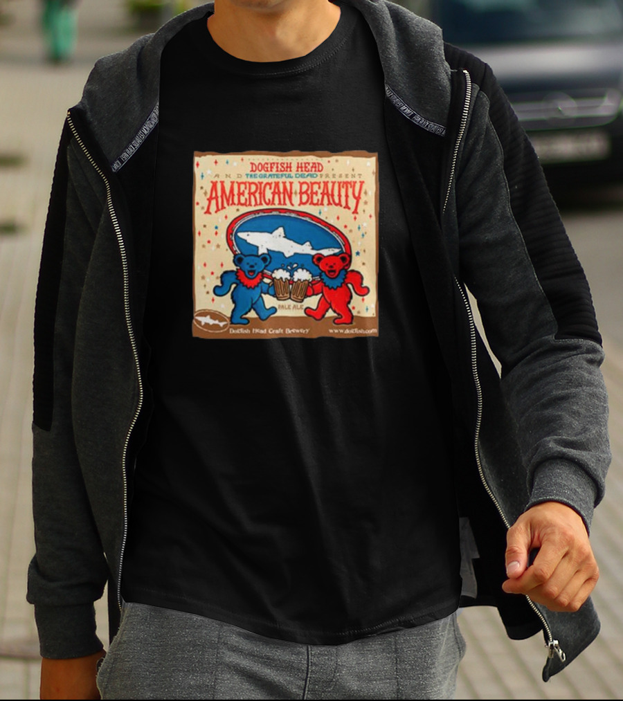 Dogfish Head The Grateful Dead Present American Beauty Pale Ale Dancing Bears Dogfish Head Craft Brewery T-Shirt