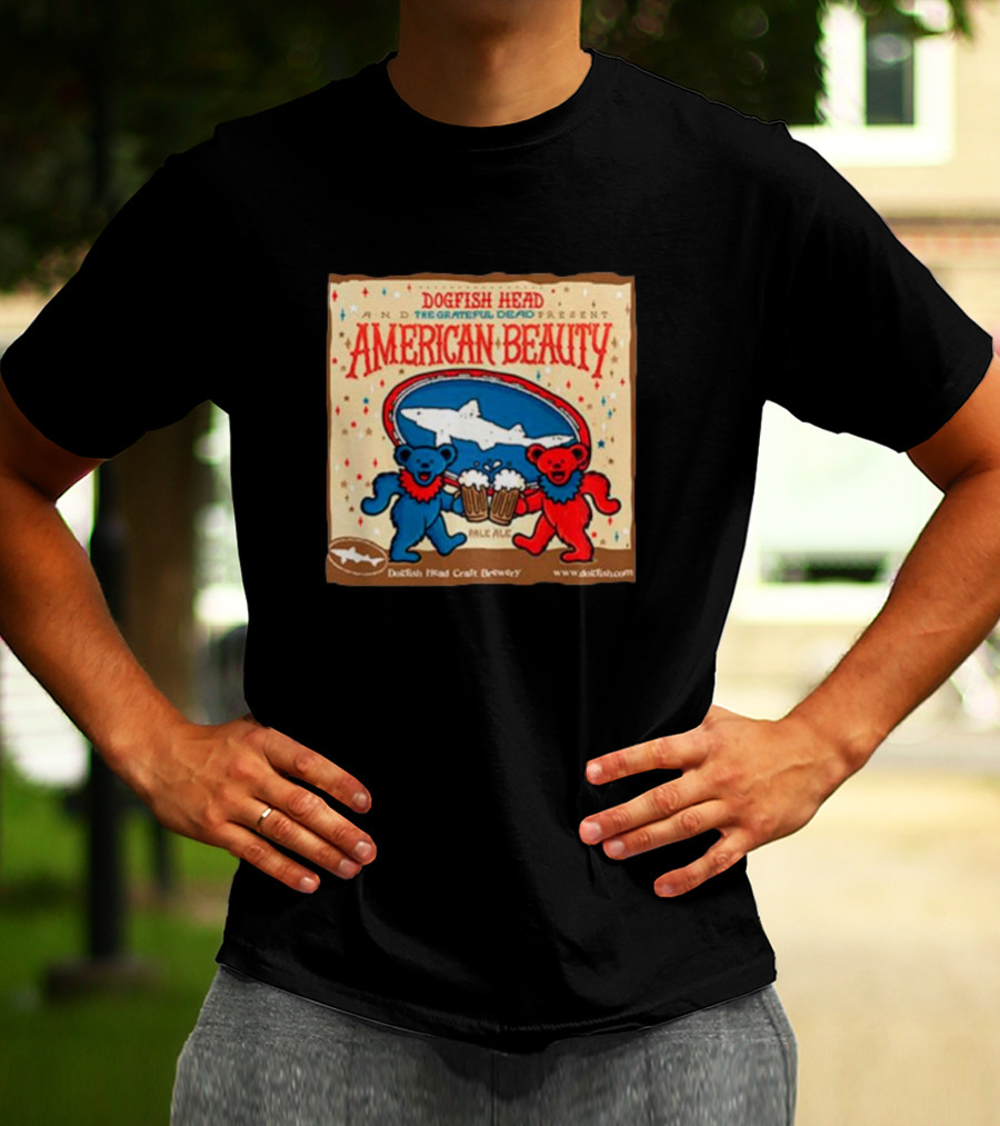 Dogfish Head The Grateful Dead Present American Beauty Pale Ale Dancing Bears Dogfish Head Craft Brewery T-Shirt