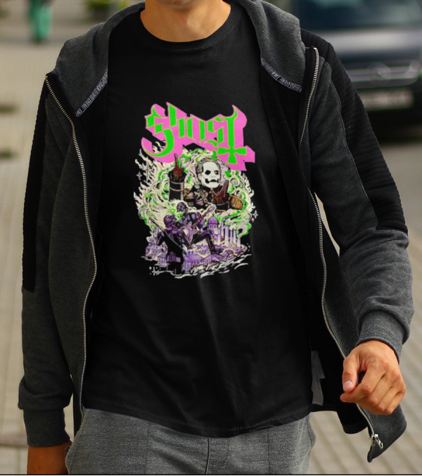 Ghost Cardinal Copia Psychedelic Gothic Smoky Scene T-Shirt