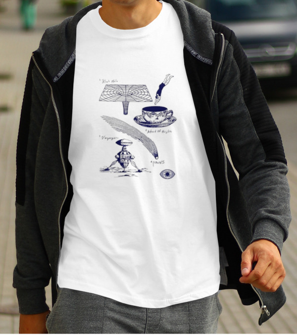 Black Hole Afraid Of Heights Voyage Powers Tea Cup Hand Drawing Eye T-Shirt
