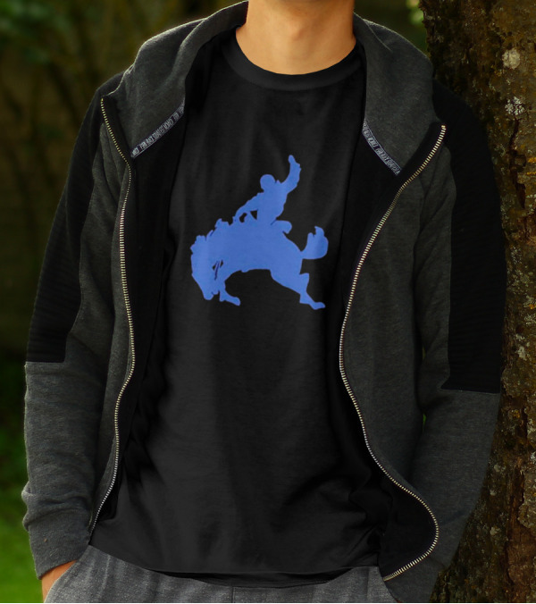 Bucking Bronco Silhouette Blue T-Shirt